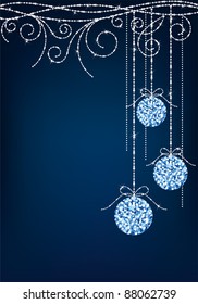 blue christmas background with sparkle decorations