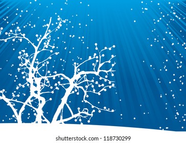 Fondo azul de Navidad con árbol