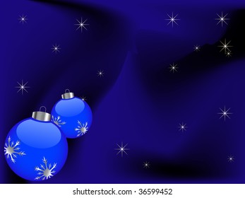 Blue christmas background with two balls