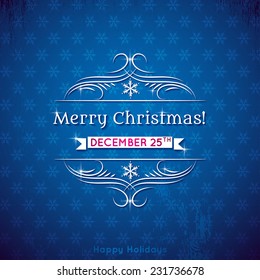 blue christmas background, vector illustration