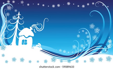 blue christmas background, vector illustration