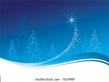 Blue christmas background, vector illustration