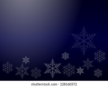 Blue Christmas Background Vector with Snowflakes