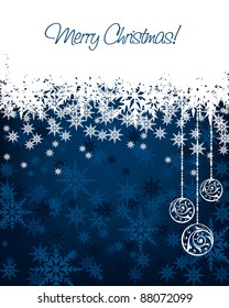blue christmas background with white panel for your text