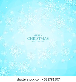 Blue christmas background with white snowflakes