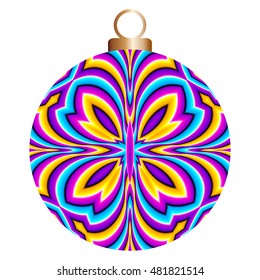 Blue christmas ball with butterfly (optical illusion of movement)