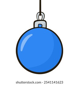 Blue Christmas ball. Cartoon illustration