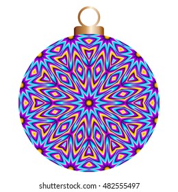 Blue christmas ball with colorful star (optical illusion of movement)