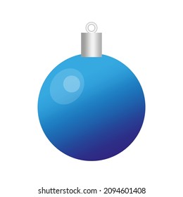 Balón de navidad azul. Elemento decorativo. Estilo de caricatura. Hora de vacaciones. Diseño artístico. Ilustración vectorial. Imagen de archivo. EPS 10.