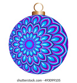 Blue christmas ball with flower (motion illusion)