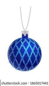 Baloncesto de navidad azul con diseño de rejilla sobre fondo blanco