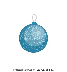 Blue Christmas ball on white background