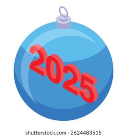 Blue christmas ball showing 2025 year celebrating new year's eve