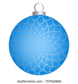 Blue christmas ball with silver pattern.