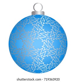 Blue christmas ball with silver pattern.