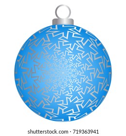 Blue christmas ball with silver pattern.