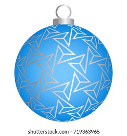 Blue christmas ball with silver pattern.