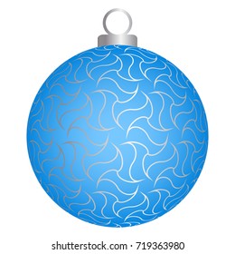 Blue christmas ball with silver pattern.