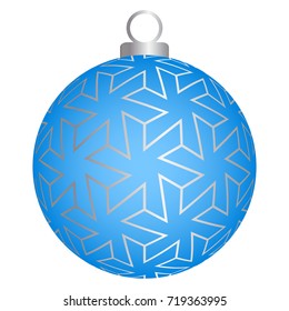 Blue christmas ball with silver pattern.