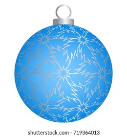Blue christmas ball with silver pattern.