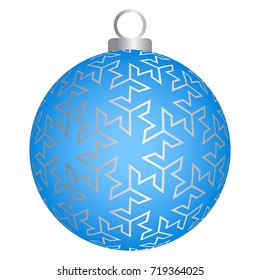 Blue christmas ball with silver pattern.