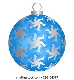 Blue christmas ball with silver pattern.