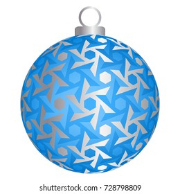 Blue christmas ball with silver snowflakes.