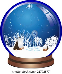 Blue christmas ball with snow