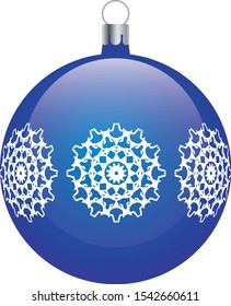 Blue christmas ball with snowflake