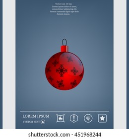 Blue Christmas ball with snowflakes