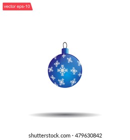 Blue Christmas ball with snowflakes