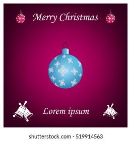 Blue Christmas ball with snowflakes