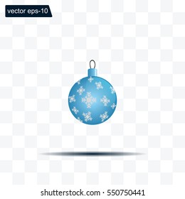 Blue Christmas ball with snowflakes
