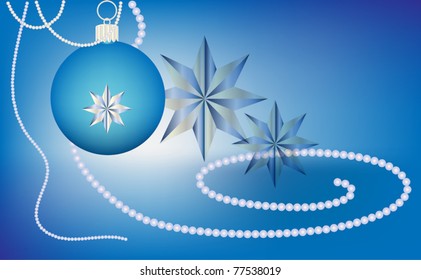 Blue Christmas ball with stars and pearls EPS10