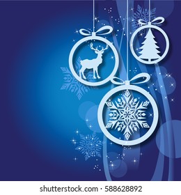 Blue Christmas balls abstract background 2