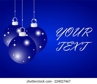 Blue Christmas balls on a blue background 