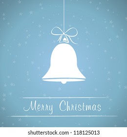 blue christmas bell. christmas card.