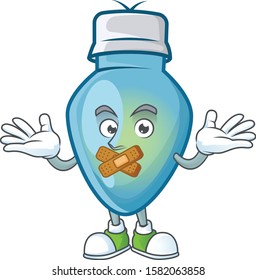 Blue christmas bulb mascot cartoon character style making silent gesture