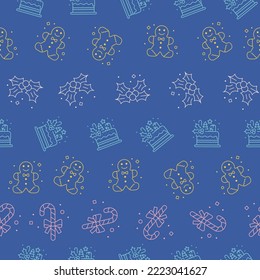 Blue Christmas Candy, Muffin, treats seamless repeat pattern background