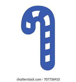 Blue christmas cane icon on a white background, Vector illustration