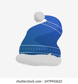 Blue Christmas cap. Santa Claus, hat, costume, symbol. Xmas concept. Vector illustration can be used for topics like party, fun, December holiday, merry Christmas