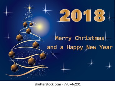 blue christmas card 2018