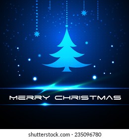 Blue Christmas card. Abstract background with light effects. Vector image.