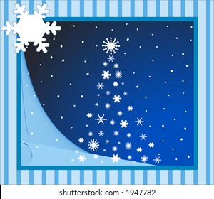 blue christmas card with snowflake for your logo or input