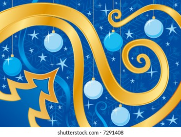 Blue Christmas card, vector version