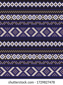 Blue Christmas fair isle pattern background for fashion textiles, knitwear and graphics