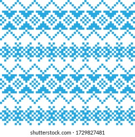 Blue Christmas fair isle pattern background for fashion textiles, knitwear and graphics