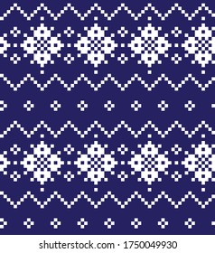 Blue Christmas fair isle pattern background for fashion textiles, knitwear and graphics