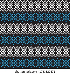 Blue Christmas fair isle pattern background for fashion textiles, knitwear and graphics