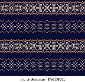 Blue Christmas fair isle pattern background for fashion textiles, knitwear and graphics